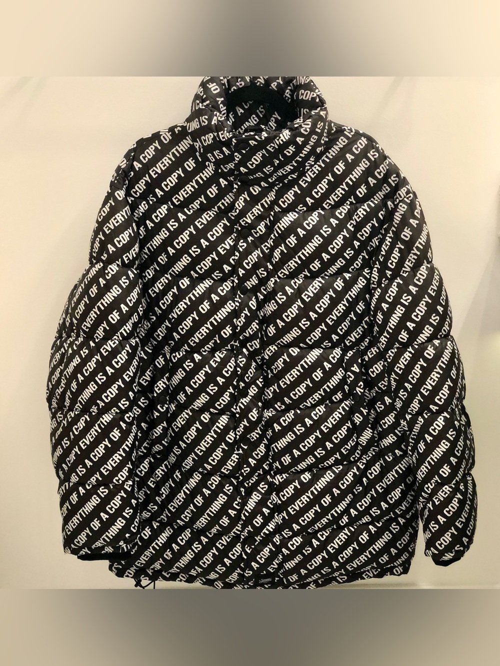 ASOS Sixth June Longline Puffer Jacket Black White Graphic